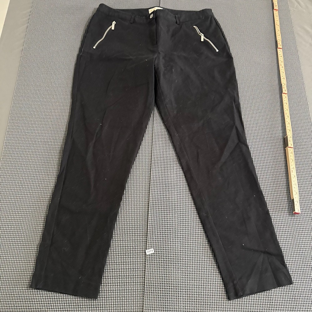 Michael Michael Kors Black Straight Leg Zipper Pocket Trousers Womens Size 14